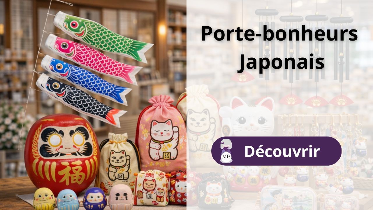 Porte-bonheurs japonais Maneki Neko Daruma Koinobori