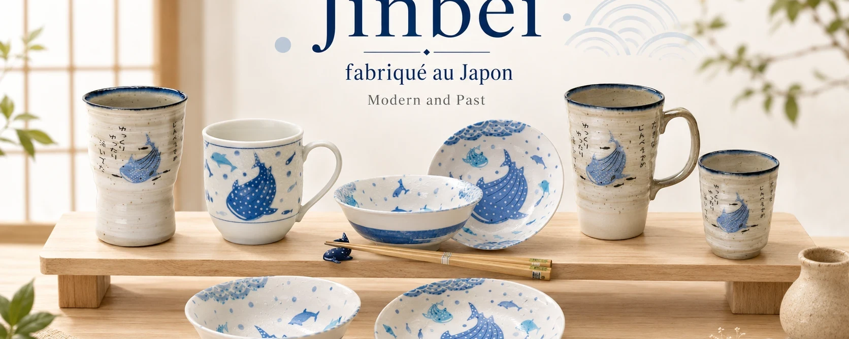 Collection Jinbei vaisselle japonaise requin-baleine Modern and Past