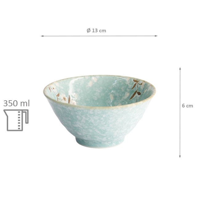 bol japonais turquoise sakura relief fleurs de cerisier 350 ml 13 cm