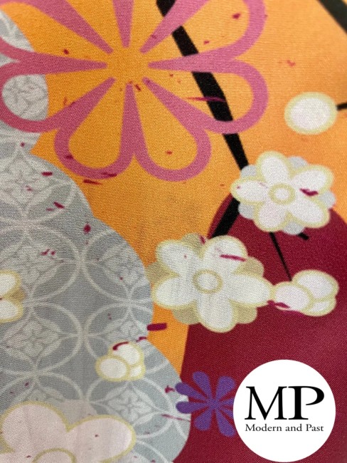 Obi Japonais Patchwork à Fleurs – Réversible Obi japonais réversible patchwork à fleurs tons d’automne