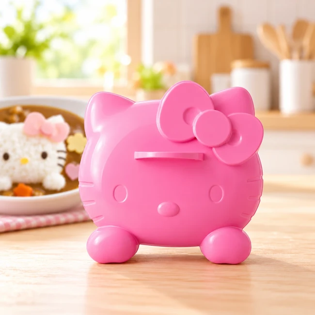 Moule à riz Hello Kitty pour curry japonais - Modern and Past Moule à riz Hello Kitty rose avec plaque décorative pour curry japonais - Modern and Past