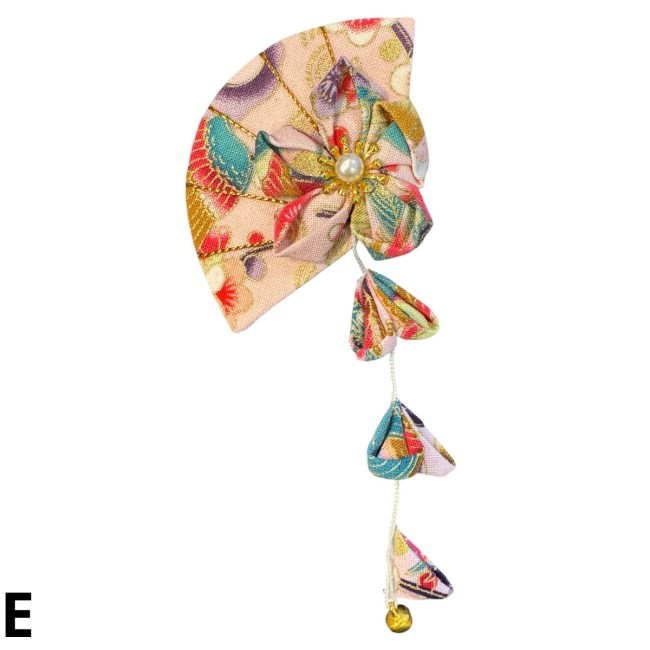 Barrette japonaise Kanzashi florale pastel faite main