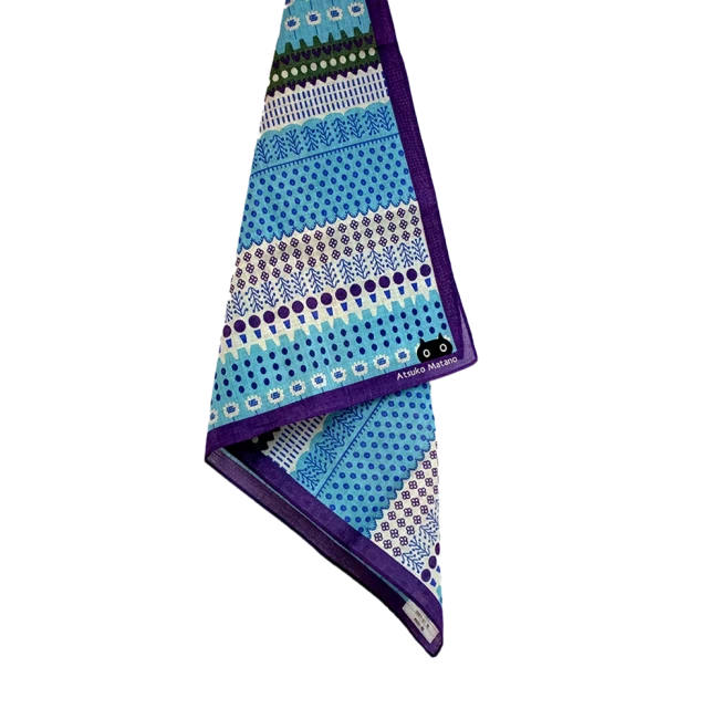 Petit foulard en gaze de coton Atsuko Matano Spain bleu fabriqué au Japon chez Modern and Past