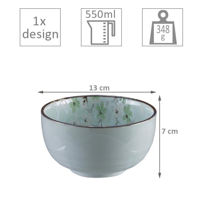 bol japonais vert cosmos fleurs céramique fait main japon