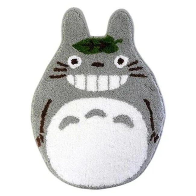Tapis Totoro feuille – Produit officiel Studio Ghibli Tapis de chambre Totoro gris avec feuille 65 x 48 cm Mon voisin Totoro