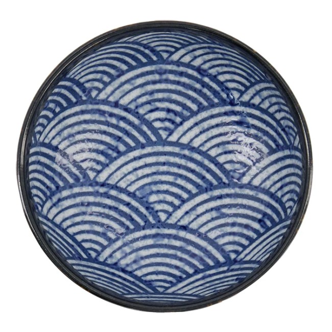 bol japonais Aisai Seigaiha bleu en porcelaine