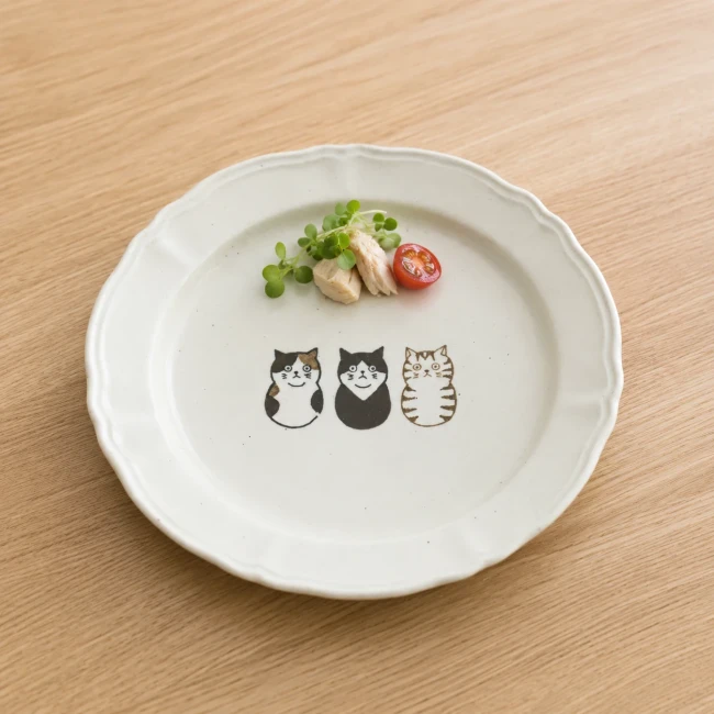 Assiette japonaise 3 chats Neko Maruke vue dessus Modern and Past