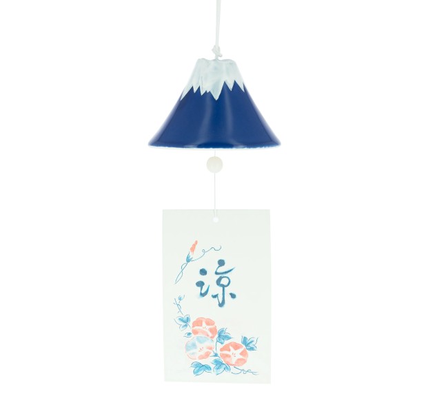 cloche furin japonaise céramique mont fuji bleu