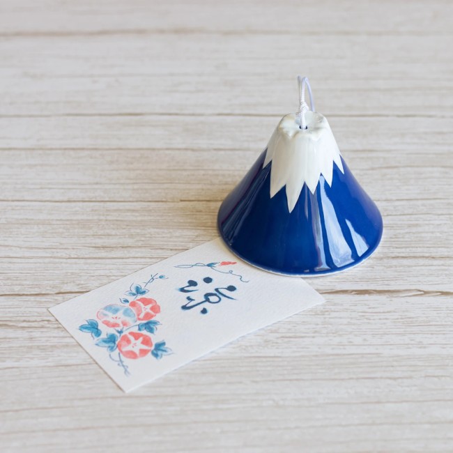 cloche furin japonaise céramique mont fuji bleu