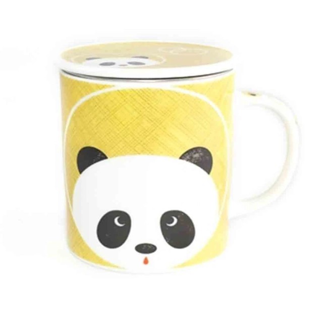 tisanière japonaise Panda jaune en céramique avec filtre inox