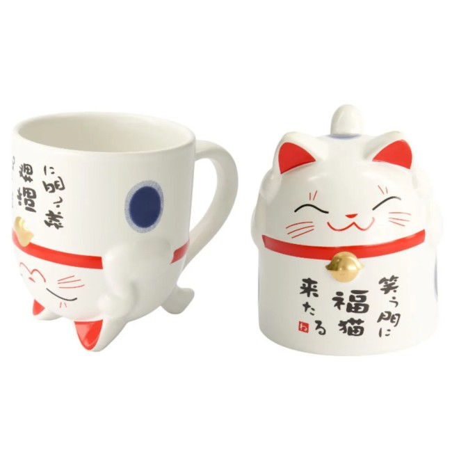 Mug Maneki Neko bleu – céramique japonaise kawaii Mug japonais Maneki Neko bleu – céramique kawaii 350 ml