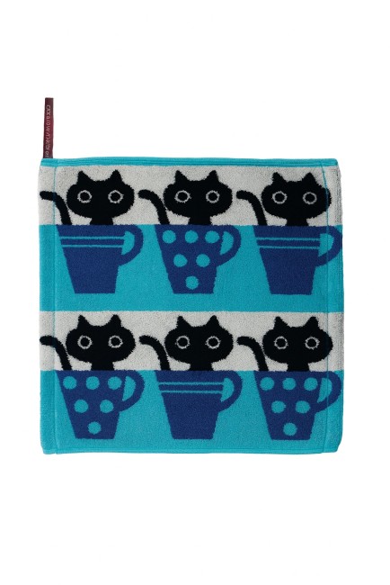 Serviette japonaise en coton – Modèle Cup Mémé – Atsuko Matano Serviette japonaise en coton Cup Mémé Atsuko Matano - Bleu