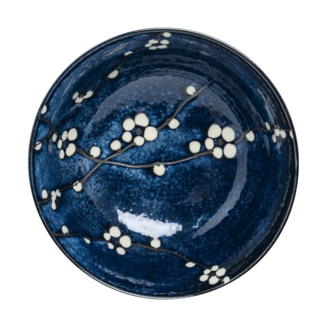 Bol japonais fleurs de cerisier bleu – 20 cm – Fabriqué au Japon bol japonais bleu motifs fleurs de cerisier sakura 20 cm