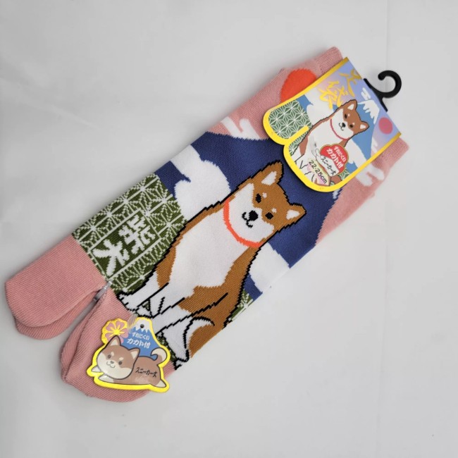 Chaussettes Tabi Shiba Mont Fuji – Taille 40-44 Chaussettes japonaises Tabi motif Shiba et Mont Fuji taille 40-44