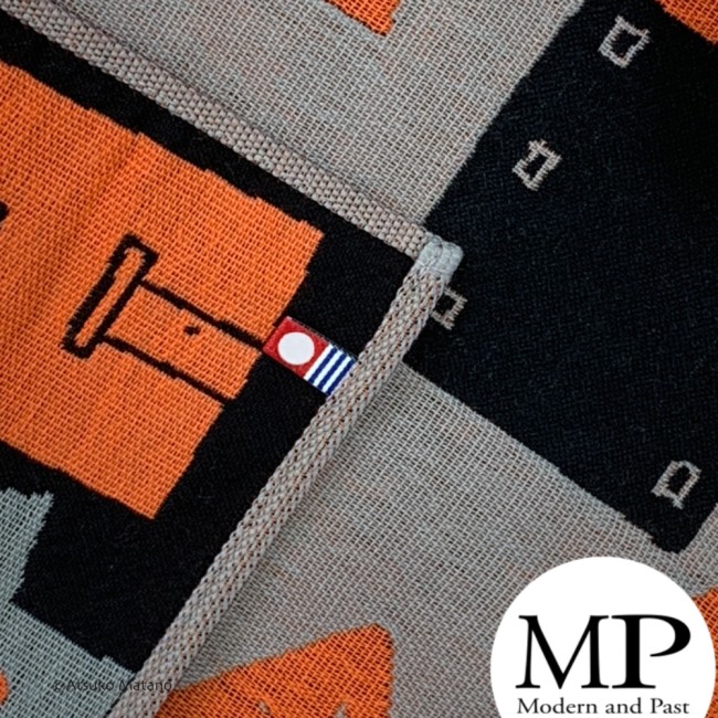 Serviette japonaise chat coton Maze beige Orange, Atsuko Matano, boutique japonaise, magasin japonais - Modern and Past à Brest