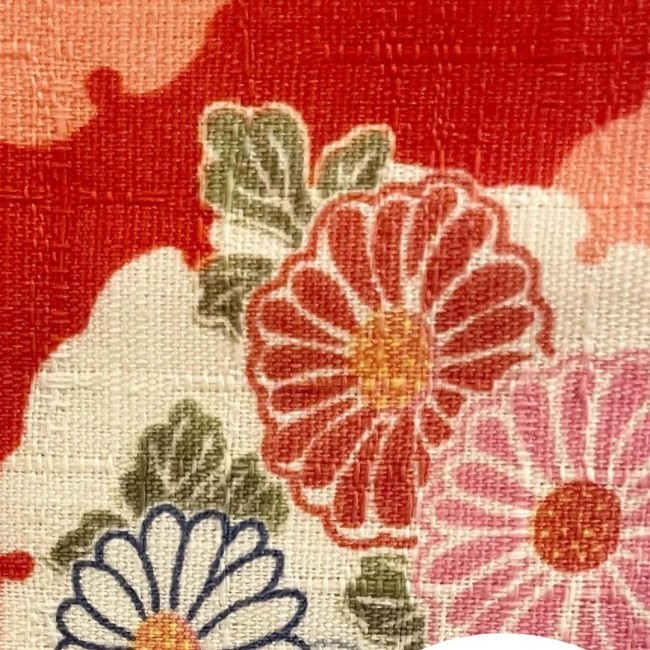 Obi japonais rouge réversible motifs fleurs obi ceinture japonaise rouge motifs fleurs coton
