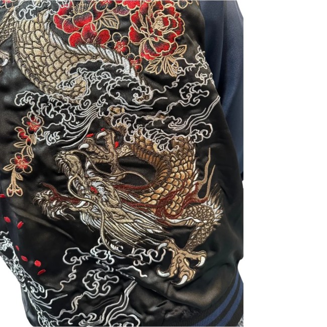 Veste Sukajan Dragons – Côté Double Dragons Veste Sukajan réversible face à face des dragons – côté deux dragons