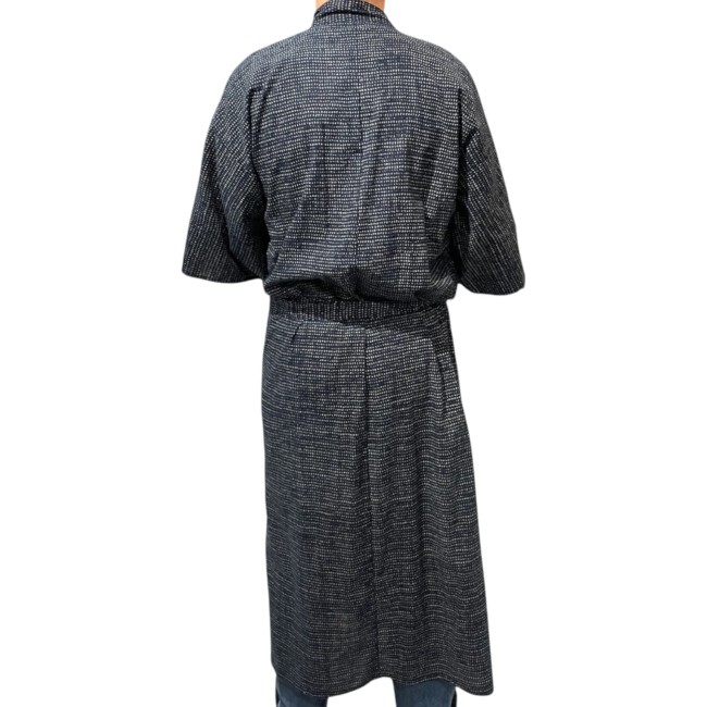 Yukata japonais homme coton bleu nuit à fleurs – Fabriqué en France