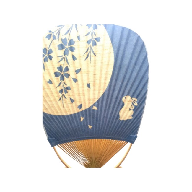 Éventail japonais Uchiwa motif lapin et lune