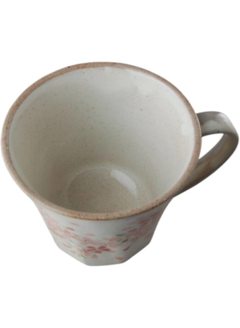 Tasse japonaise Sakura Shizuku – Fleurs de cerisier – Faïence artisanale Tasse japonaise Sakura Shizuku en faïence blanche avec motifs de fleurs de cerisier fabriquée au Japon