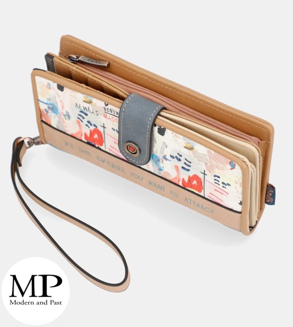 Portefeuille Anekke Fun & Music – Modèle Femme Grand portefeuille Anekke Fun & Music bleu et beige pour femme