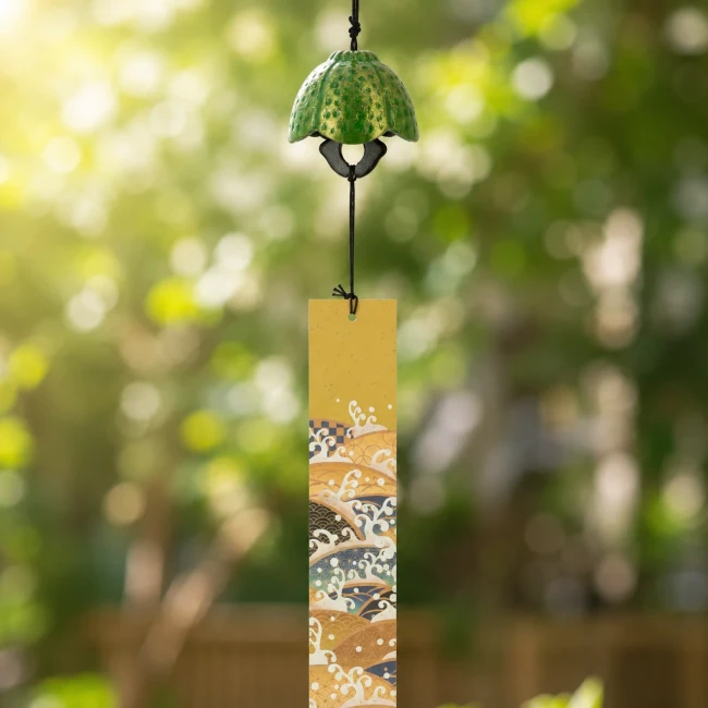 Cloche à vent Furin Hana verte en fonte - Modern and Past