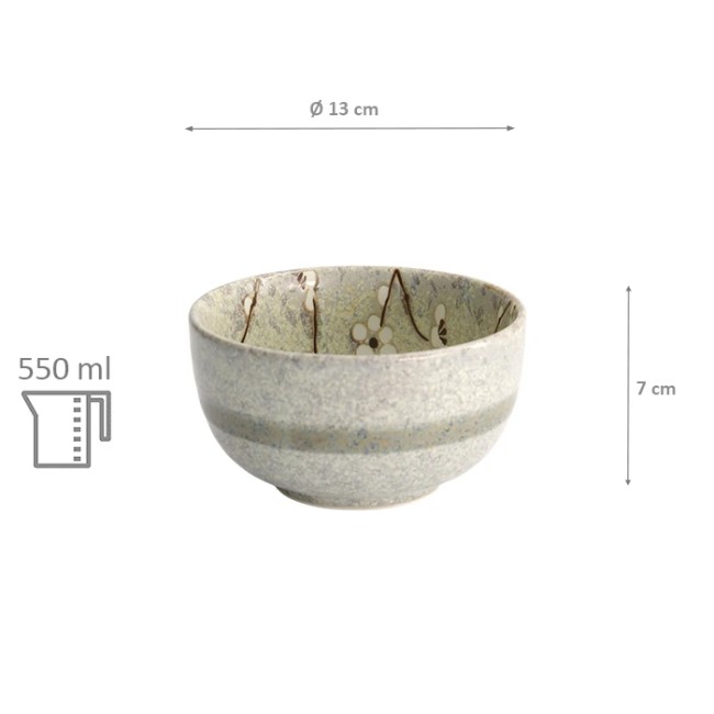 bol japonais gris soshun tayo 550 ml fabriqué au Japon bol japonais à soupe gris soshun fleurs de cerisier 13 cm