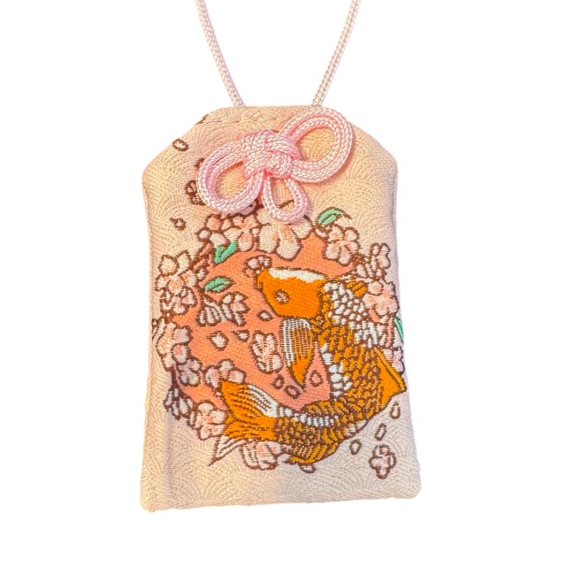 Omamori japonais amitié persévérance carpe koi sakura rose