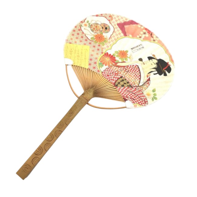 Éventail japonais Uchiwa en bambou motif Geisha Hiroshige