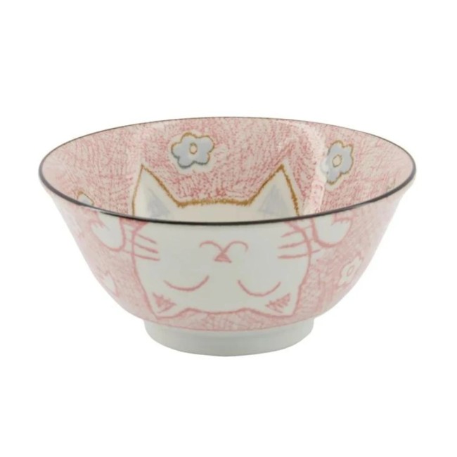 bol japonais chat kawaii rose pour riz ramen et butadon