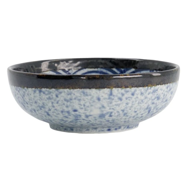 bol japonais Aisai Seigaiha bleu en porcelaine