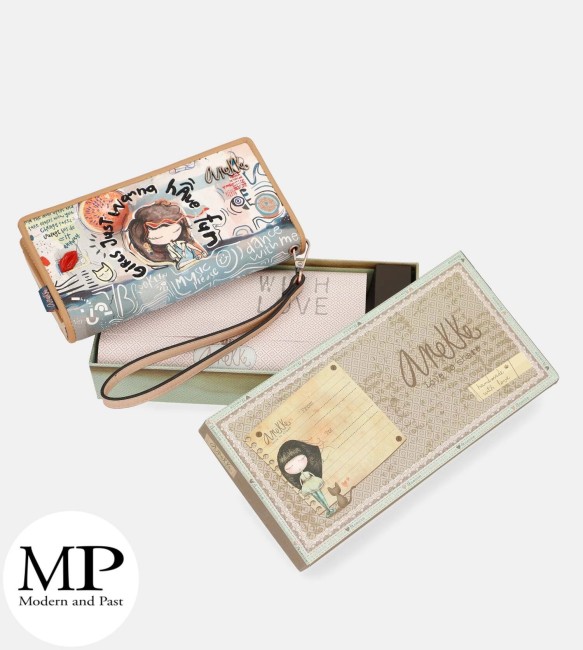 Portefeuille Anekke Fun & Music – Modèle Femme Grand portefeuille Anekke Fun & Music bleu et beige pour femme