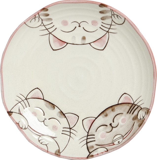 assiette japonaise neko kawaii 3 chats rose