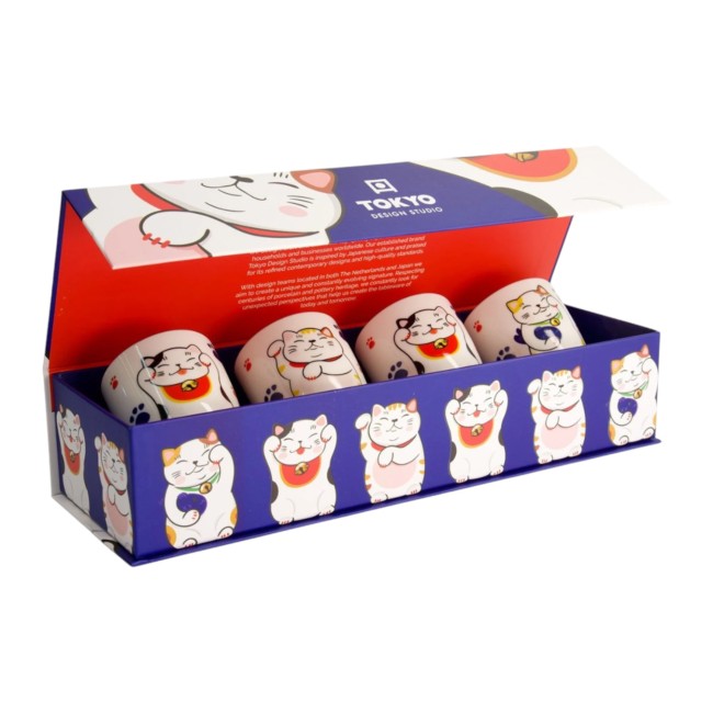 Coffret de 4 tasses japonaises Maneki Neko – Tokyo Design