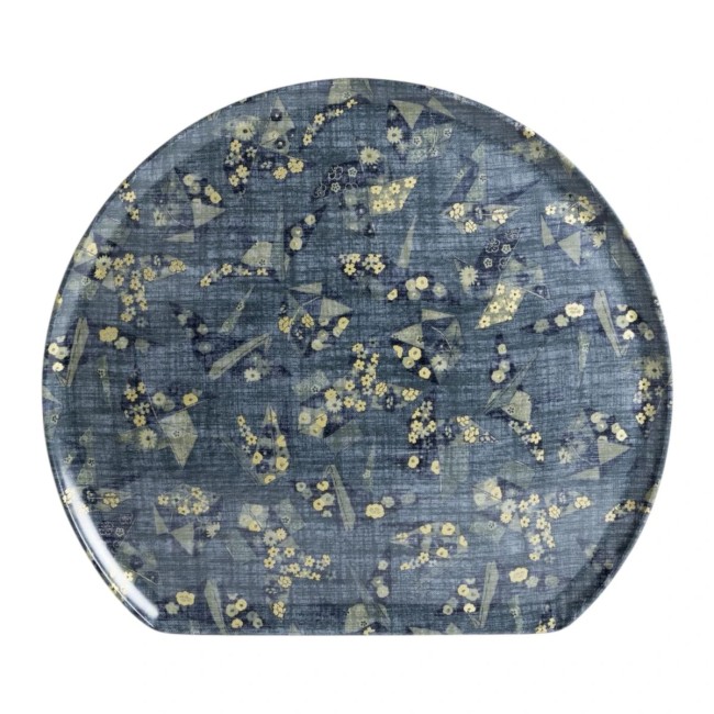 plateau japonais demi-lune motif origami kaki