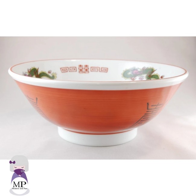 Grand bol japonais à ramen rouge – Dragon et Kanji – 1L