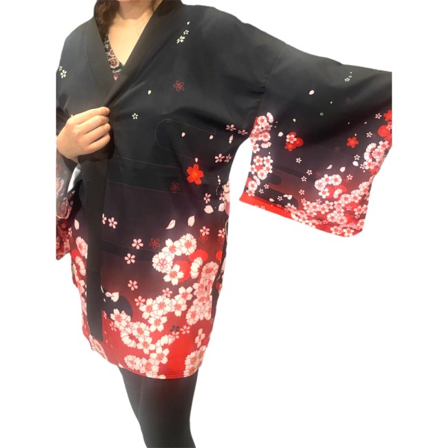 Kimono japonais Oji Kitsune – Haori renard et temple torii Kimono moderne japonais Oji Kitsune renard et temple torii haori unisexe
