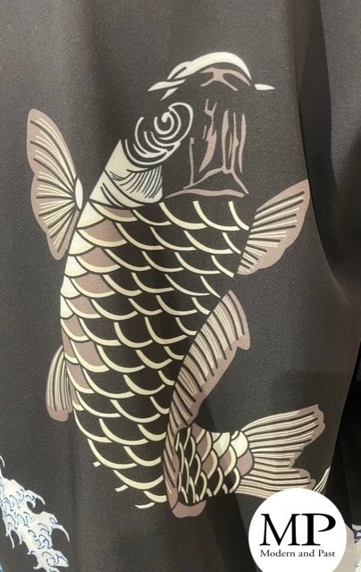 veste kimono japonaise Vague de Kanagawa carpe Koï dragon