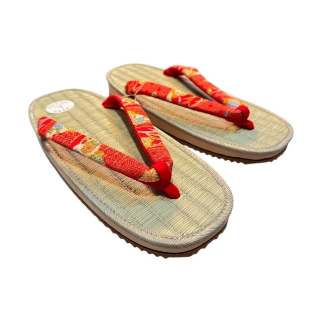 Zori japonaises en paille de riz lanières rouges zori japonaises paille de riz lanières coton rouges