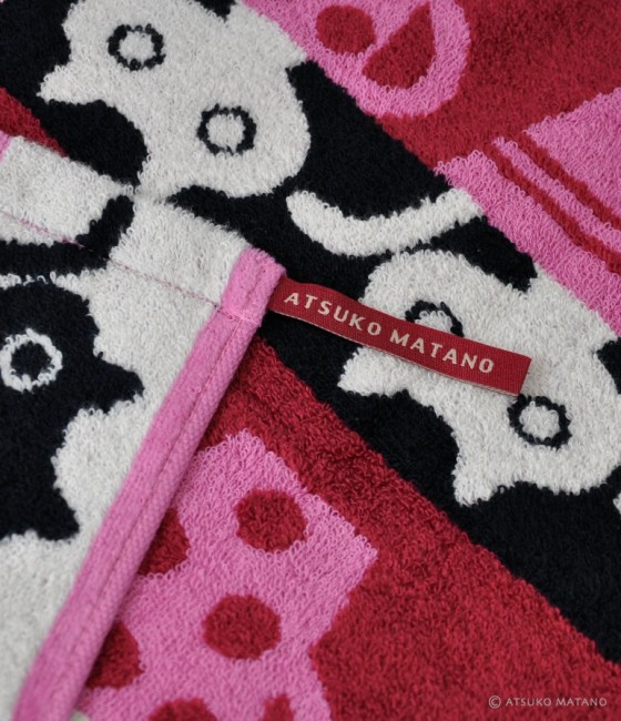 Serviette japonaise en coton – Modèle Cup Mémé – Atsuko Matano Serviette japonaise en coton Cup Mémé Atsuko Matano - Rose