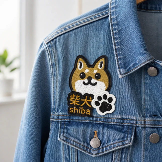 Patch brodé thermocollant chien japonais Shiba sur sac Modern and Past
