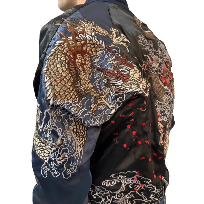 Veste Sukajan Dragons – Côté Double Dragons Veste Sukajan réversible face à face des dragons – côté deux dragons