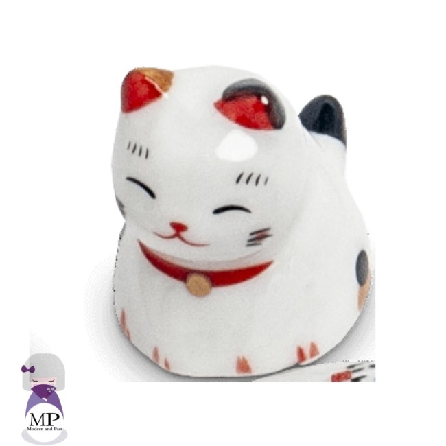 Repose-baguettes japonais en céramique motif chat Neko Calico