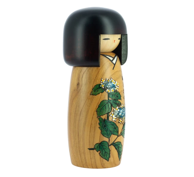 Kokeshi Ajisai faite main au Japon - Modern and Past Poupée japonaise Kokeshi Ajisai hortensias - Modern and Past