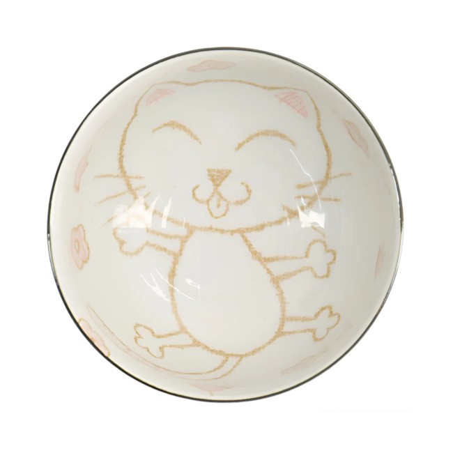 bol japonais kawaii chat Neko rose blanc fabriqué au Japon bol japonais kawaii chat Neko rose et blanc en porcelaine