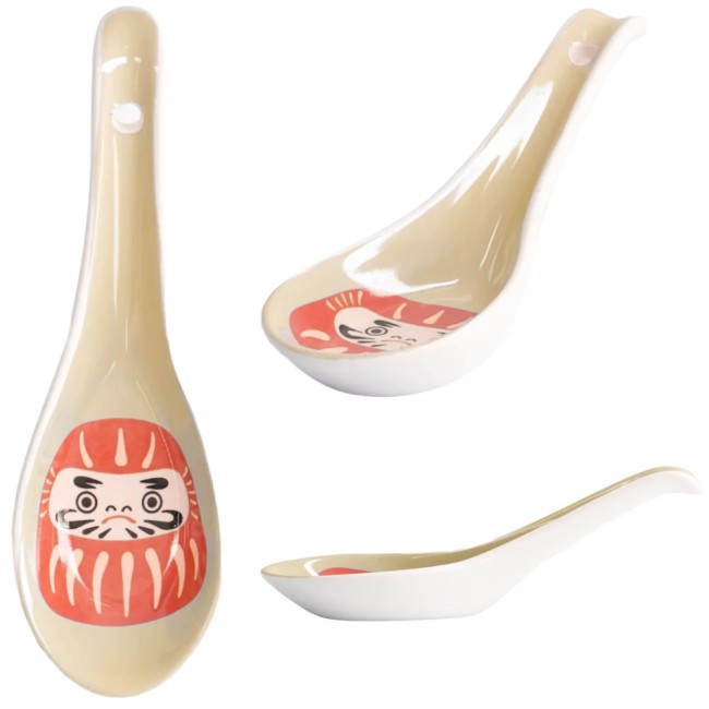 Cuillère japonaise Daruma rouge en céramique Tokyo Design