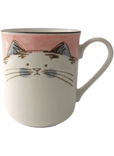 Tasse japonaise Pink Neko – Chat rose et blanc – Porcelaine artisanale Tasse japonaise Pink Neko en porcelaine rose et blanche avec motif de chat fabriquée au Japon