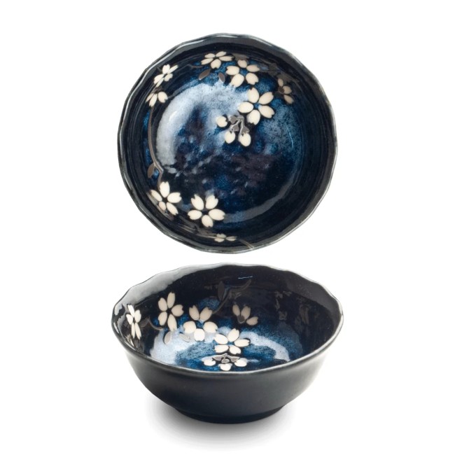 Coupelle japonaise Anémone Bleu – fleurs de cerisier – fabriquée au Japon Coupelle japonaise à sauce Anémone Bleu en porcelaine aux fleurs de cerisier fabriquée au Japon
