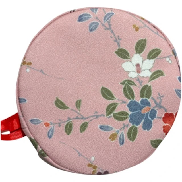 Sac de Kimono,  sac japonais - saumon - motifs à fleurs - fermeture à coulisse, magasin boutique japonaise | Modern and Past à Brest
