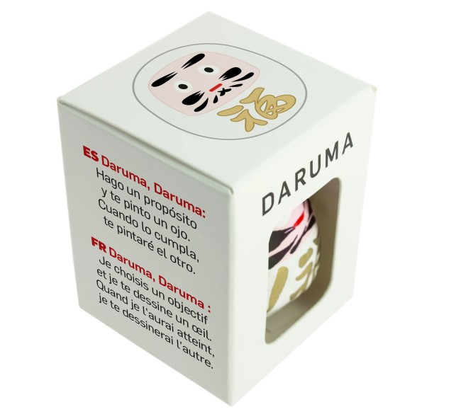 Daruma blanc japonais porte-bonheur traditionnel